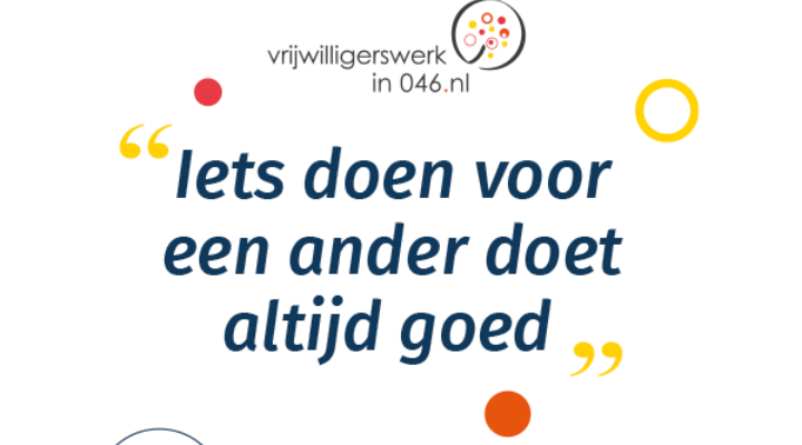 Afbeelding Vrijwilligerswerk 046.nl met citaat "iets doen voor een ander doet altijd goed"